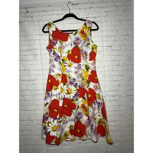 Vintage 1960s GreenTree Floral Dress | Mod A-Line | Union Made Cotton Size 12
